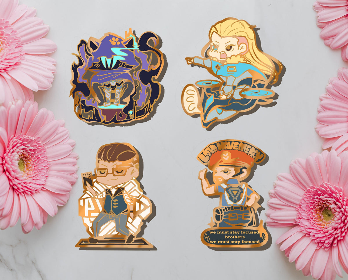 Valorant Brimstone, Omen, Chamber, Sova Enamel Pins (Set 2)