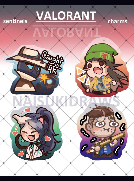 Valorant Sentinel Keychains l Killjoy, Cypher, Sage, Chamber