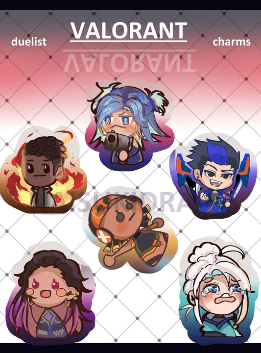 Valorant Duelist Keychains l Reyna, Jett, Raze, Yoru, Pheonix, Neon