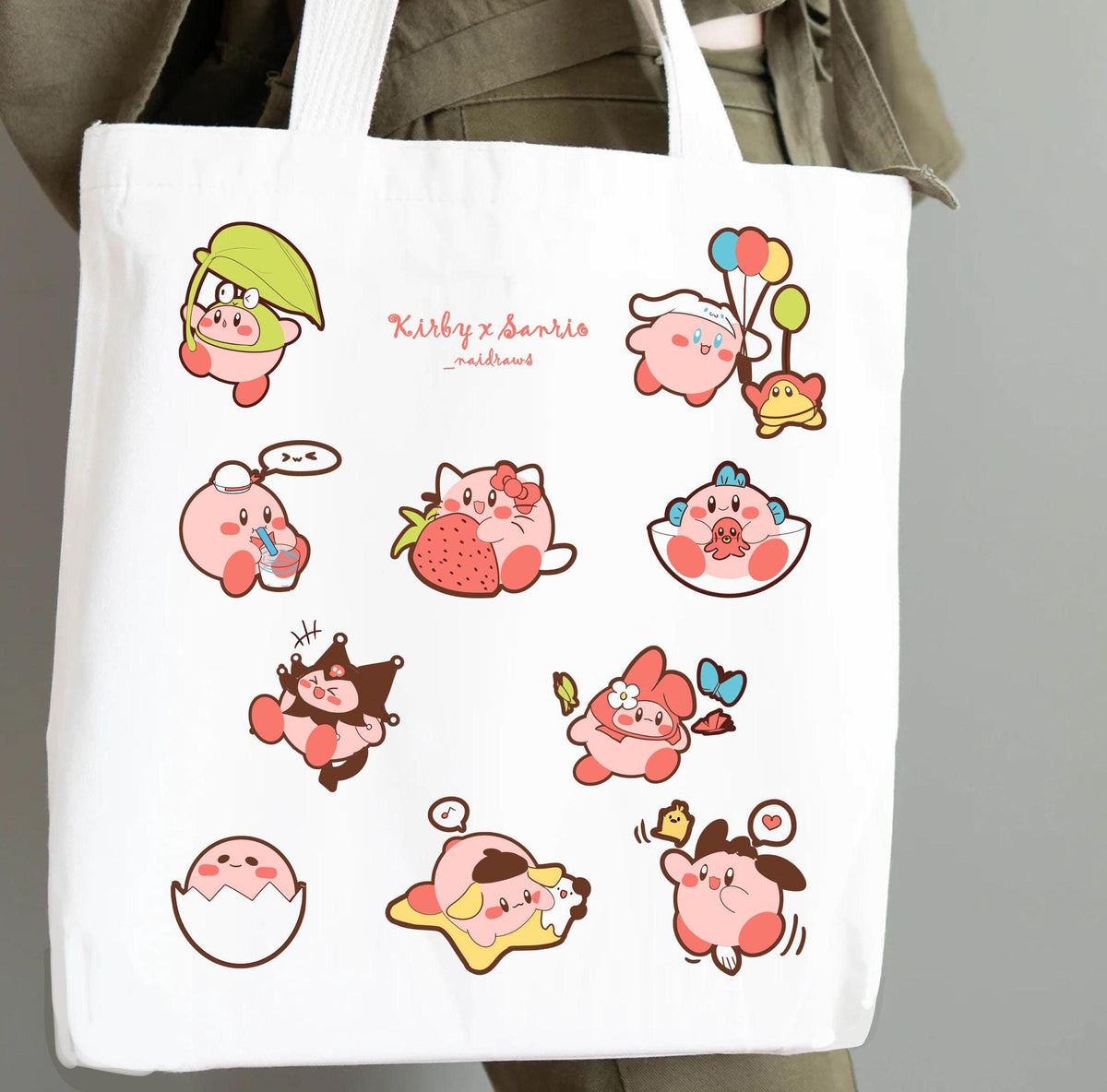 Kirby x sanrio tote bag